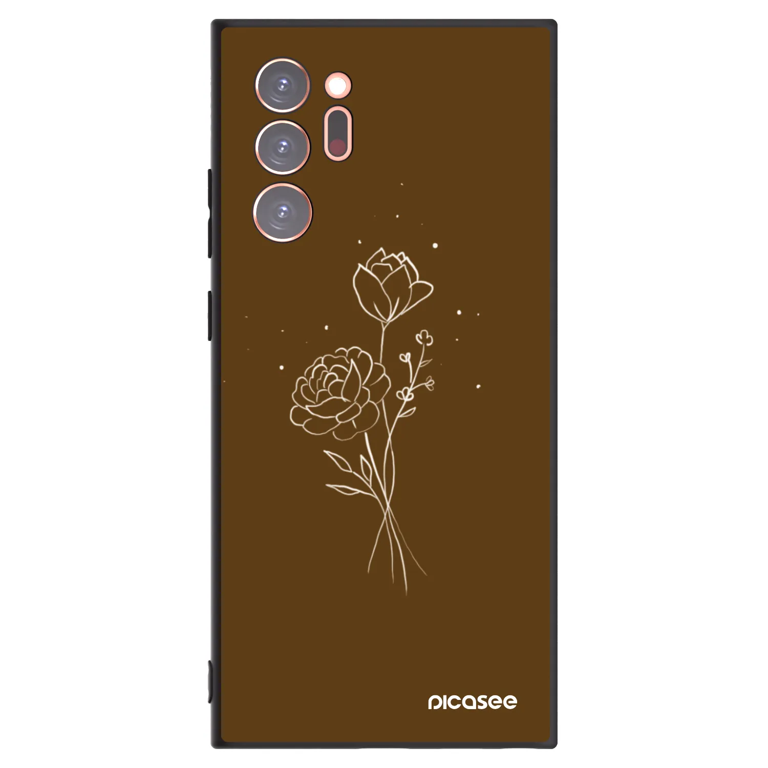 Picasee Μαύρη θήκη σιλικόνης για Samsung Galaxy Note 20 Ultra - Brown flowers