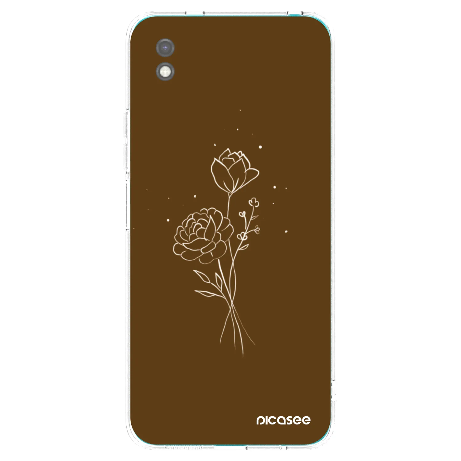 Picasee Μαύρη θήκη σιλικόνης για Xiaomi Redmi 9A - Brown flowers