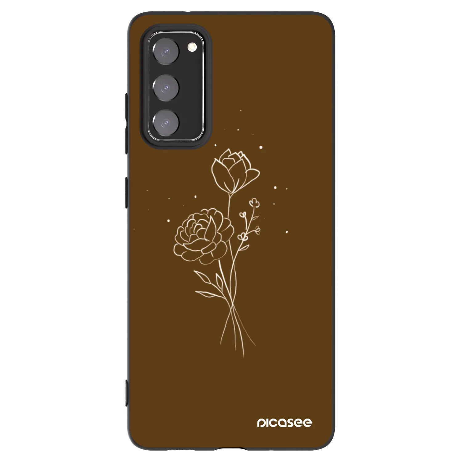 Picasee Μαύρη θήκη σιλικόνης για Samsung Galaxy S20 FE - Brown flowers