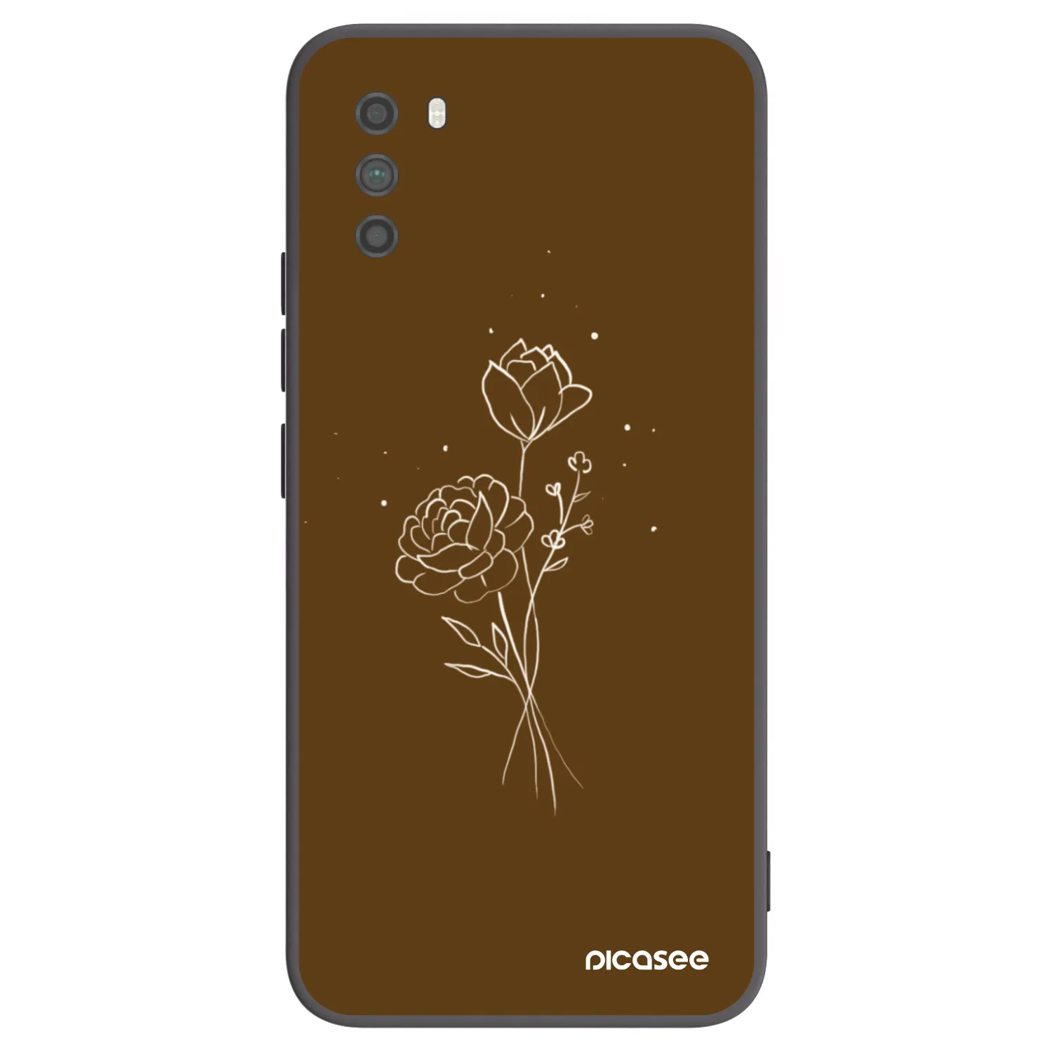 Picasee Μαύρη θήκη σιλικόνης για Xiaomi Poco M3 - Brown flowers