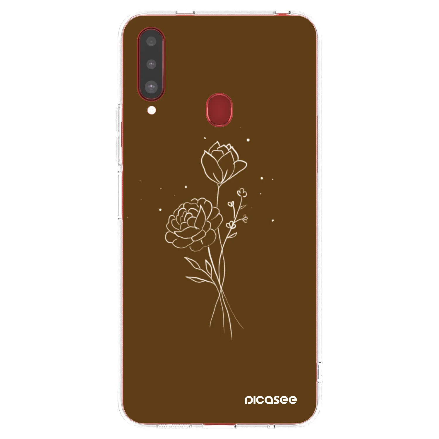 Picasee διαφανής θήκη σιλικόνης Samsung Galaxy A20s - Brown flowers