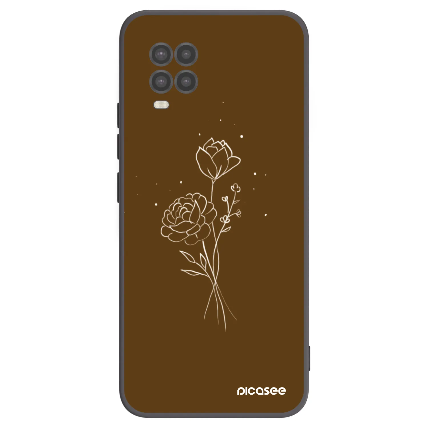 Picasee Μαύρη θήκη σιλικόνης για Xiaomi Mi 10 Lite - Brown flowers