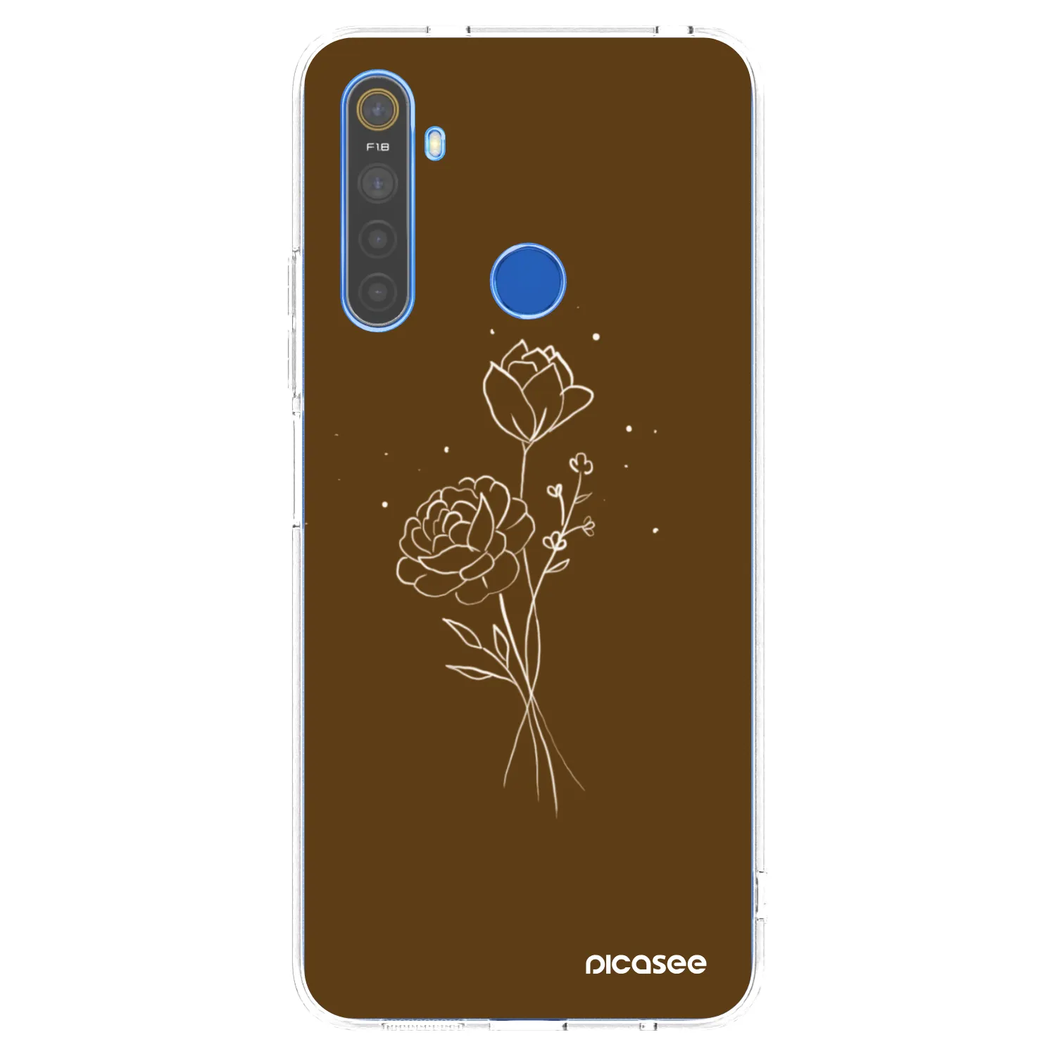 Picasee διαφανής θήκη σιλικόνης Realme 5 - Brown flowers