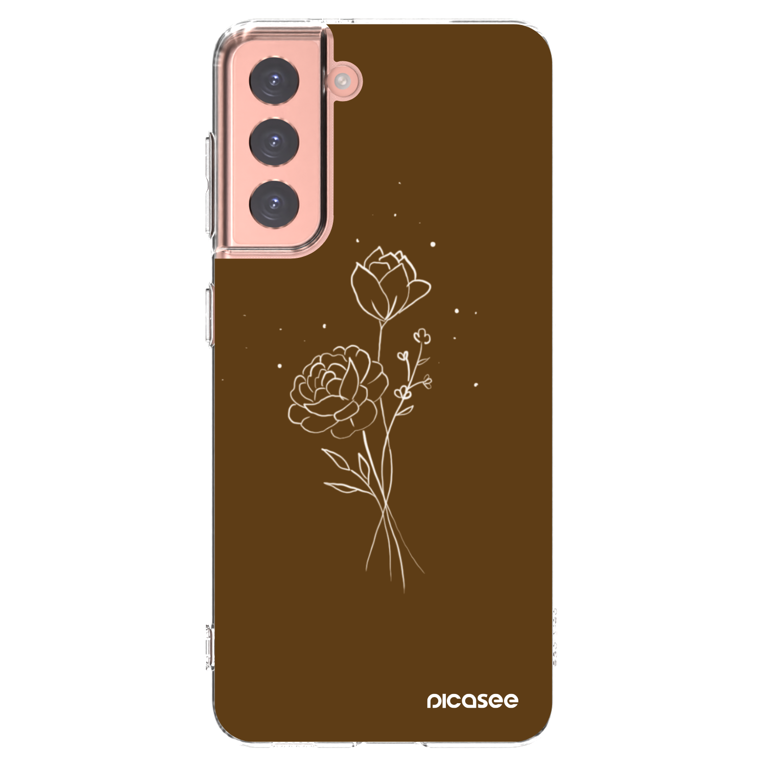 Picasee διαφανής θήκη σιλικόνης Samsung Galaxy S21 5G G991B - Brown flowers