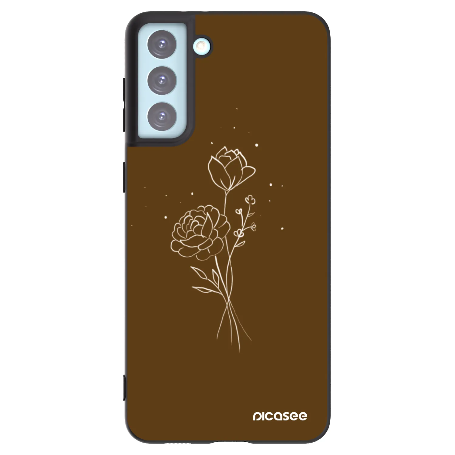 Picasee Μαύρη θήκη σιλικόνης για Samsung Galaxy S21+ 5G G996F - Brown flowers