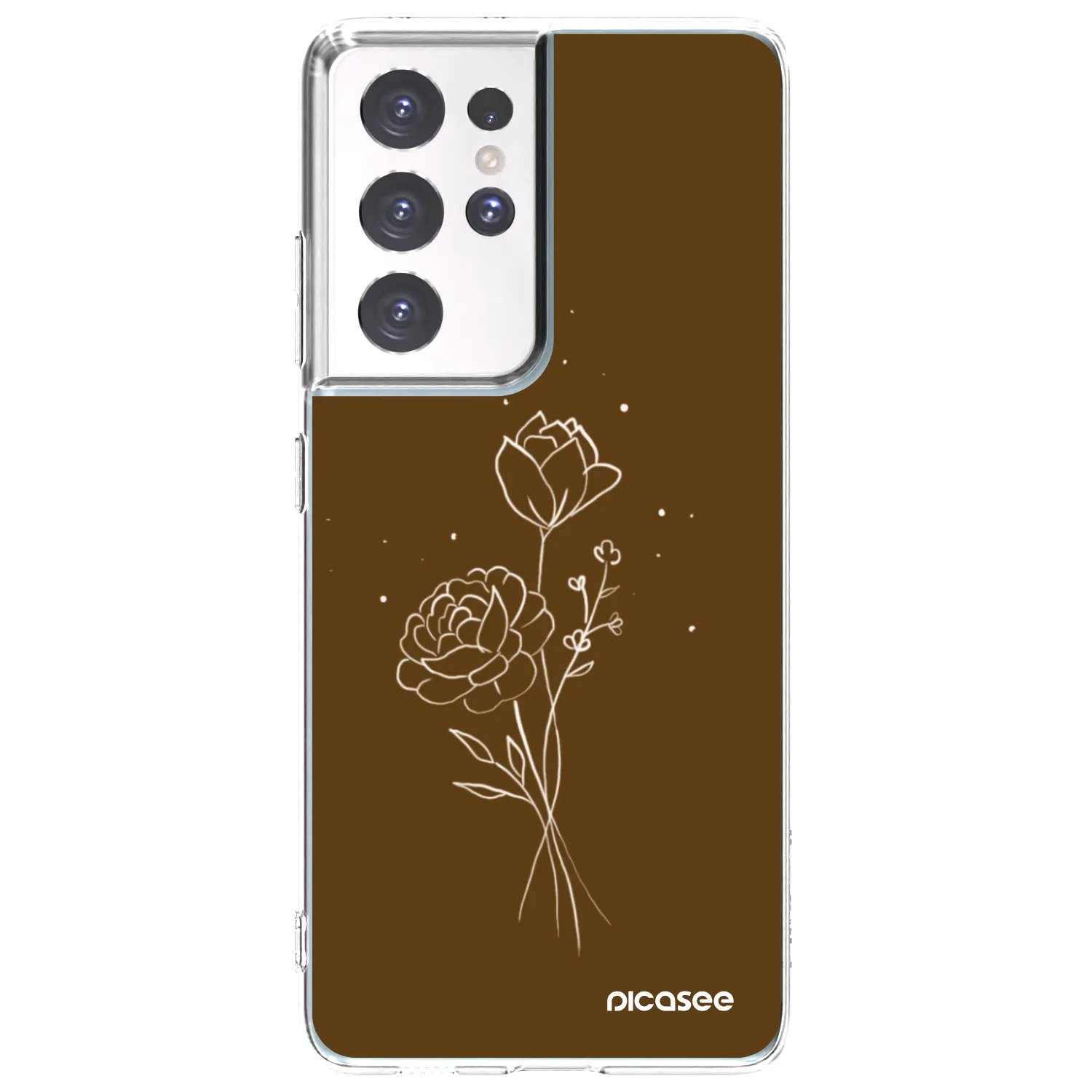 Picasee διαφανής θήκη σιλικόνης Samsung Galaxy S21 Ultra 5G G998B - Brown flowers