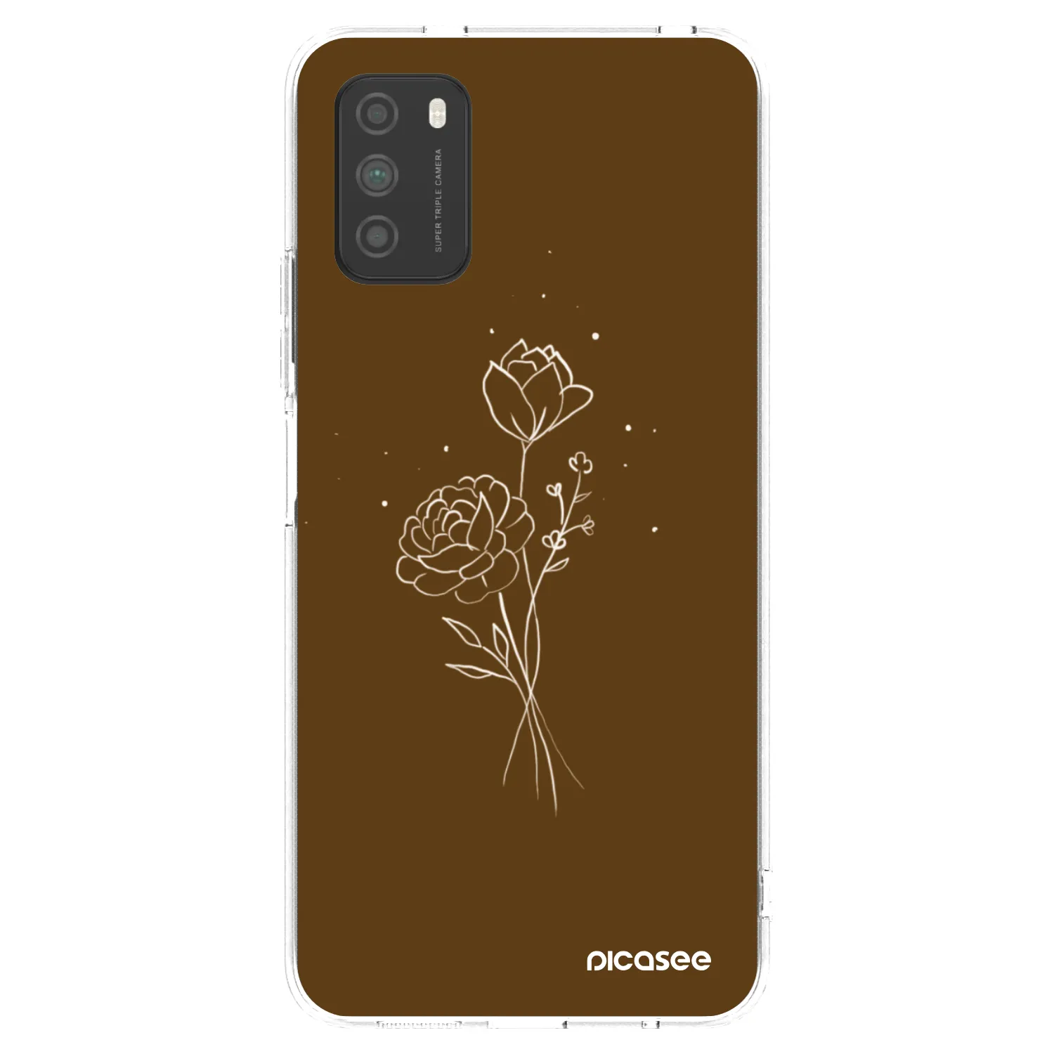 Picasee διαφανής θήκη σιλικόνης Xiaomi Poco M3 - Brown flowers