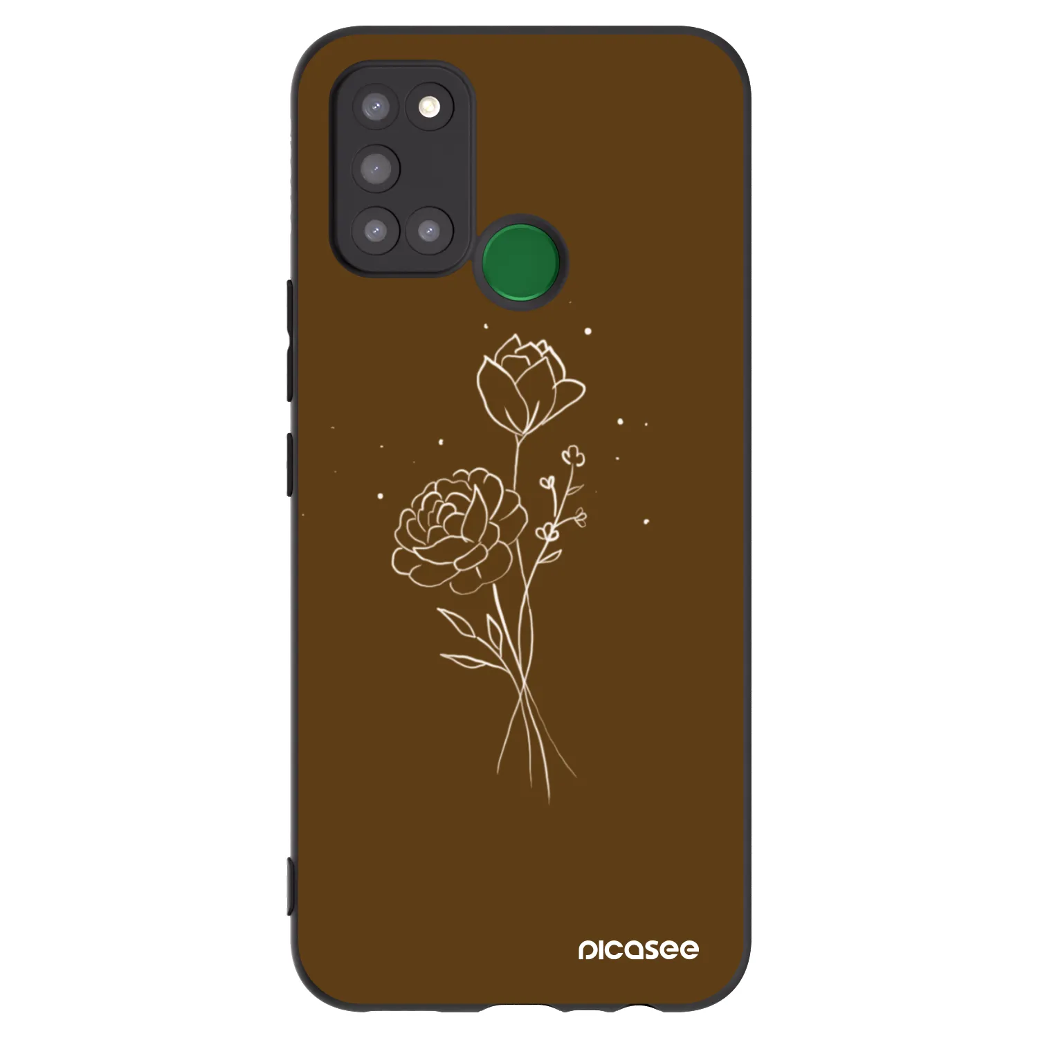 Picasee Μαύρη θήκη σιλικόνης για Realme 7i - Brown flowers