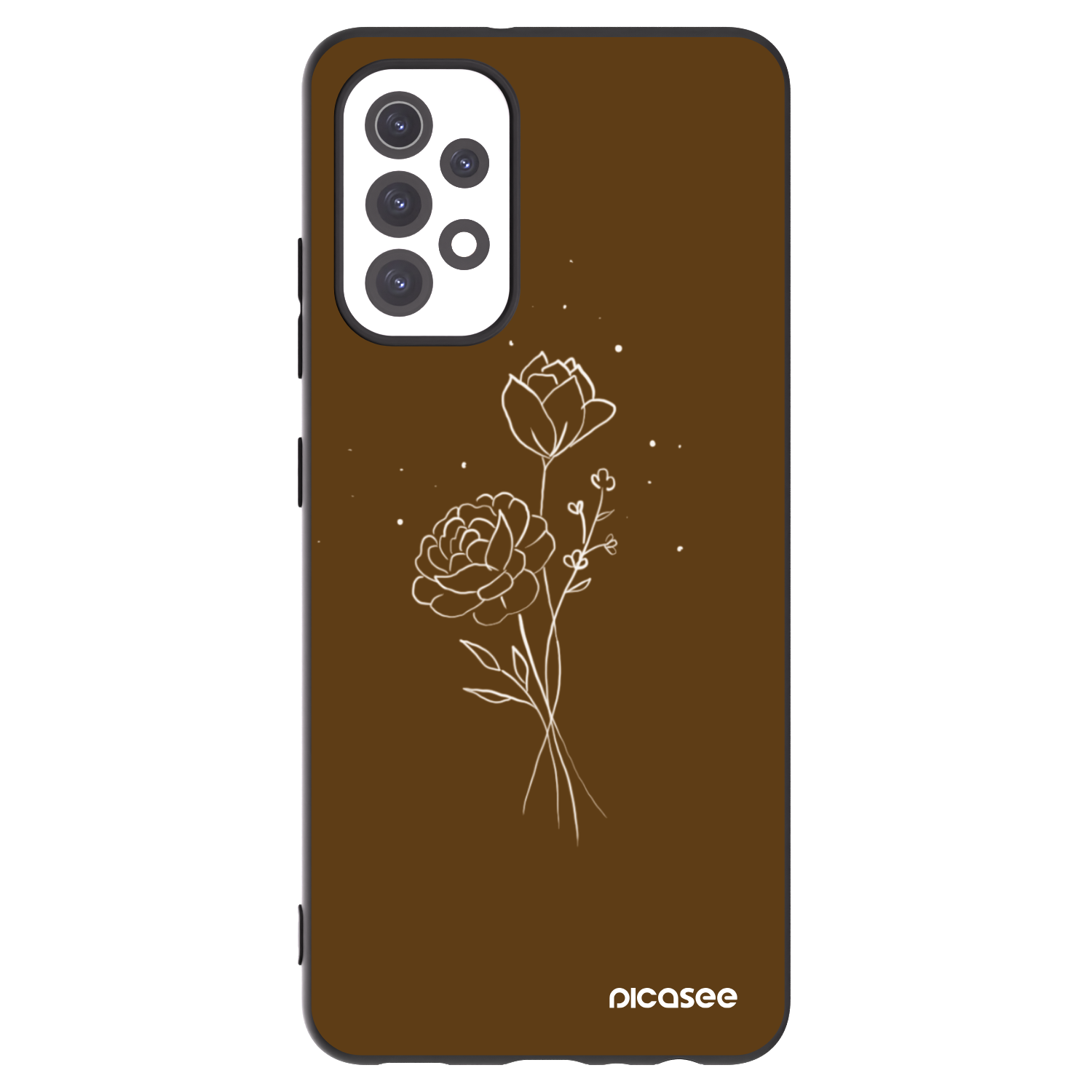 Picasee Μαύρη θήκη σιλικόνης για Samsung Galaxy A32 5G A326B - Brown flowers