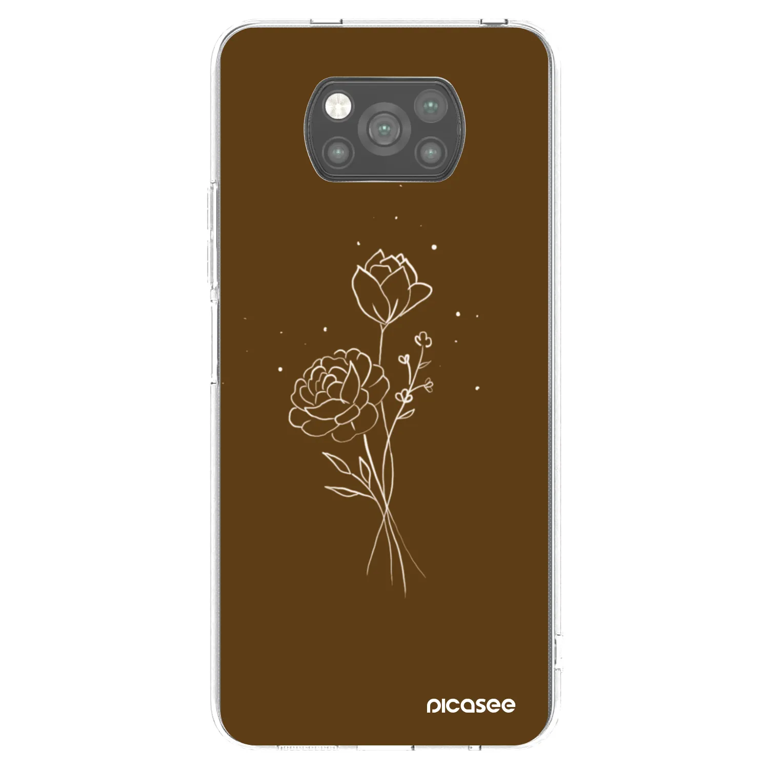 Picasee Μαύρη θήκη σιλικόνης για Xiaomi Poco X3 Pro - Brown flowers