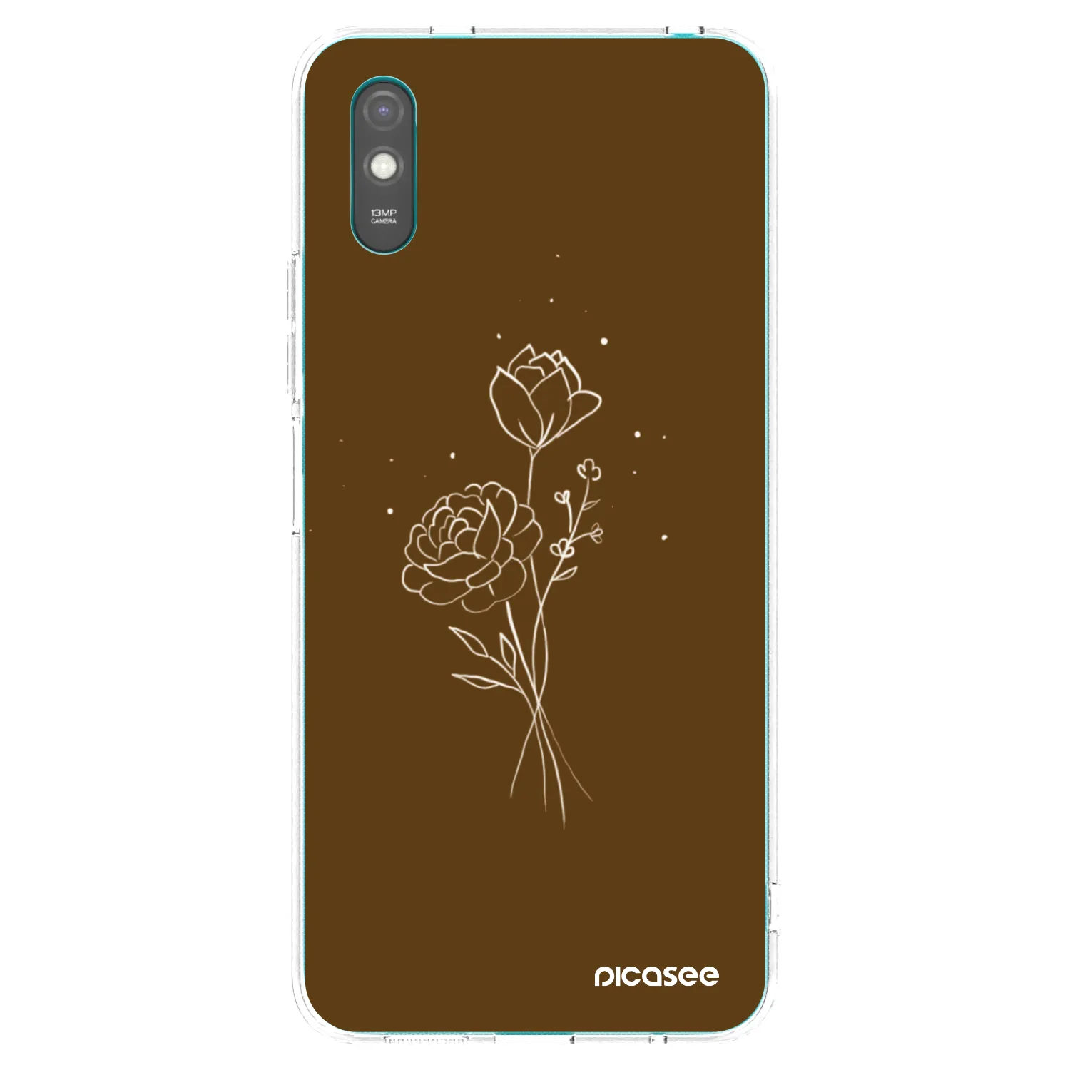 Picasee διαφανής θήκη σιλικόνης Xiaomi Redmi 9AT - Brown flowers