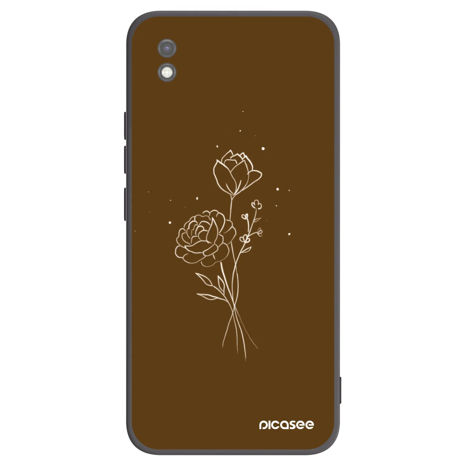 Picasee Μαύρη θήκη σιλικόνης για Xiaomi Redmi 9AT - Brown flowers