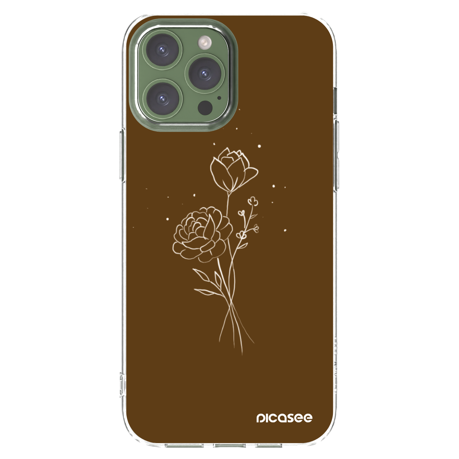 Picasee διαφανής θήκη σιλικόνης Apple iPhone 13 Pro Max - Brown flowers