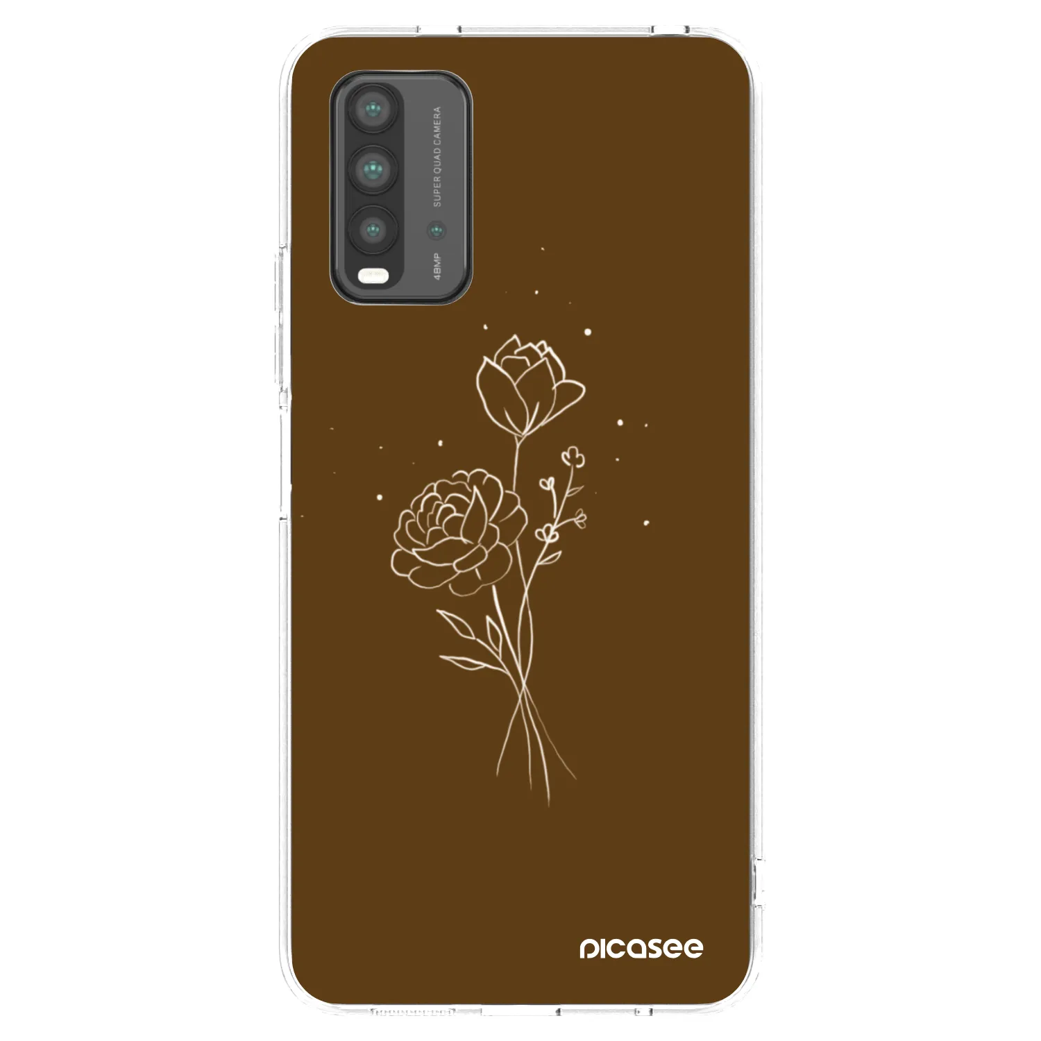 Picasee Μαύρη θήκη σιλικόνης για Xiaomi Redmi 9T - Brown flowers