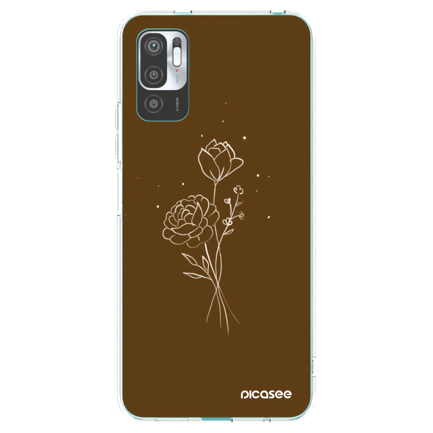 Picasee διαφανής θήκη σιλικόνης Xiaomi Redmi Note 10 5G - Brown flowers