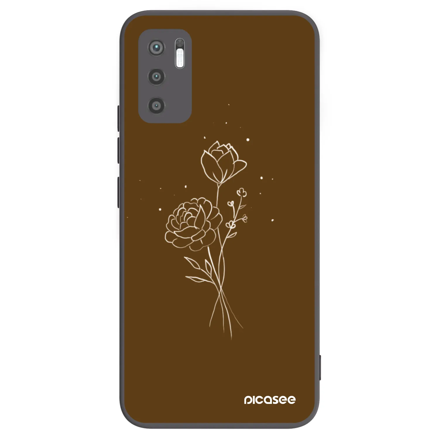 Picasee Μαύρη θήκη σιλικόνης για Xiaomi Redmi Note 10 5G - Brown flowers