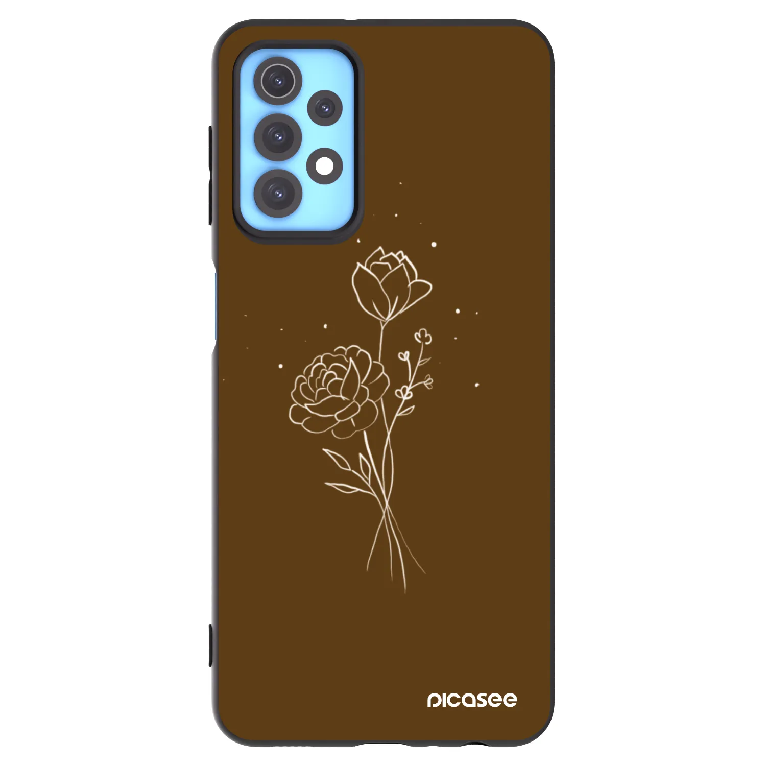 Picasee Μαύρη θήκη σιλικόνης για Samsung Galaxy A32 4G SM-A325F - Brown flowers