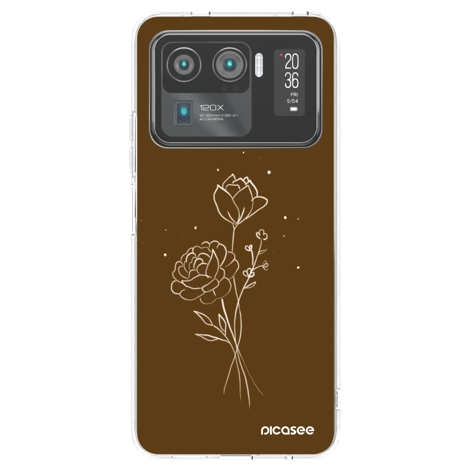 Picasee διαφανής θήκη σιλικόνης Xiaomi Mi 11 Ultra - Brown flowers