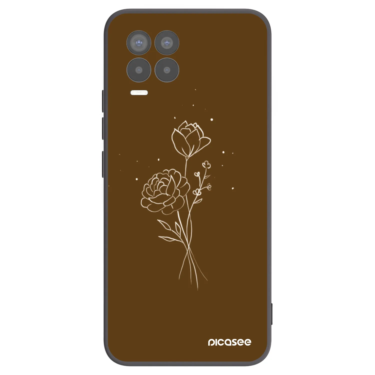 Picasee Μαύρη θήκη σιλικόνης για Realme 8 4G - Brown flowers