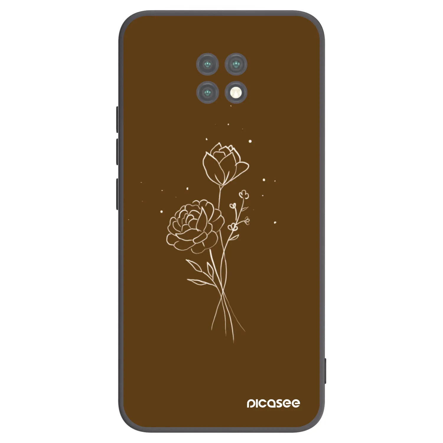 Picasee Μαύρη θήκη σιλικόνης για Xiaomi Redmi Note 9T - Brown flowers