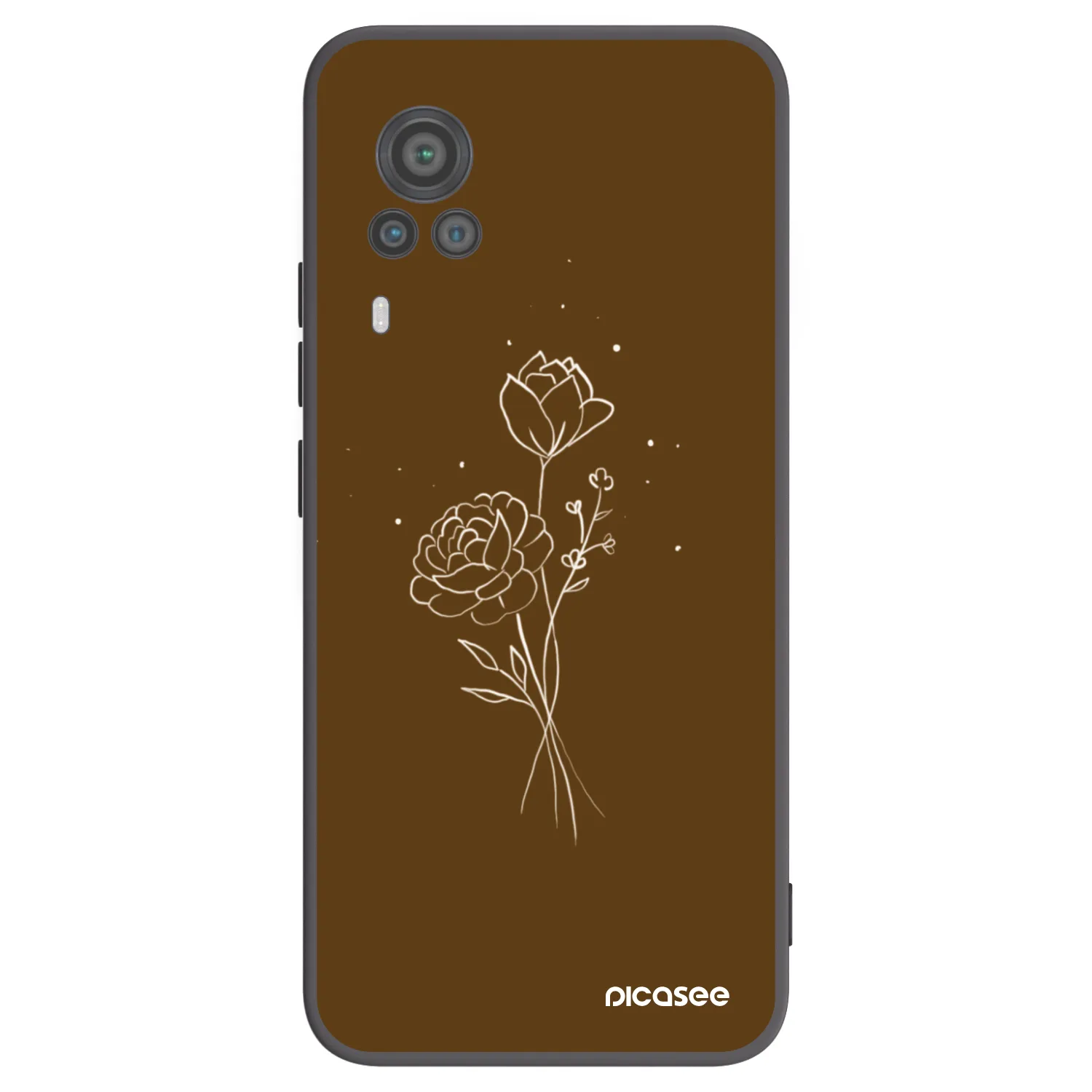 Picasee Μαύρη θήκη σιλικόνης για Vivo X60 Pro 5G - Brown flowers