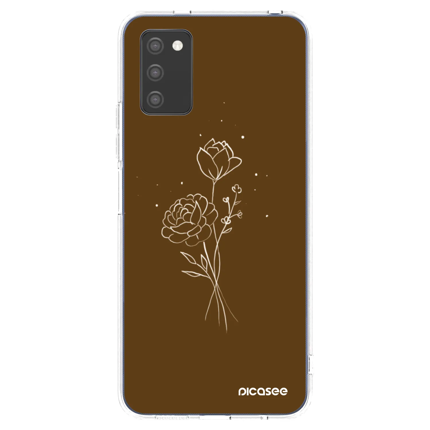 Picasee διαφανής θήκη σιλικόνης Samsung Galaxy A03s A037G - Brown flowers