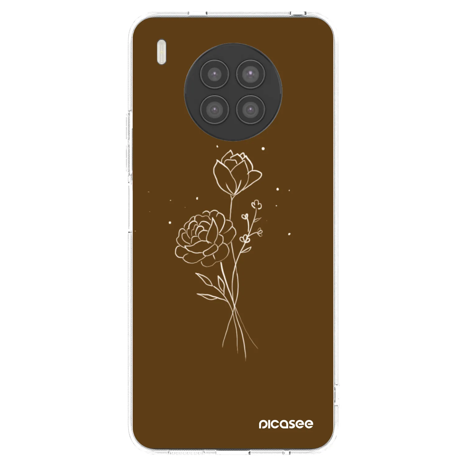 Picasee διαφανής θήκη σιλικόνης Huawei Nova 8i - Brown flowers