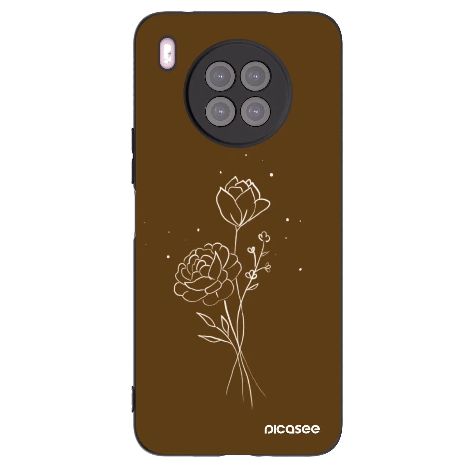 Picasee Μαύρη θήκη σιλικόνης για Huawei Nova 8i - Brown flowers