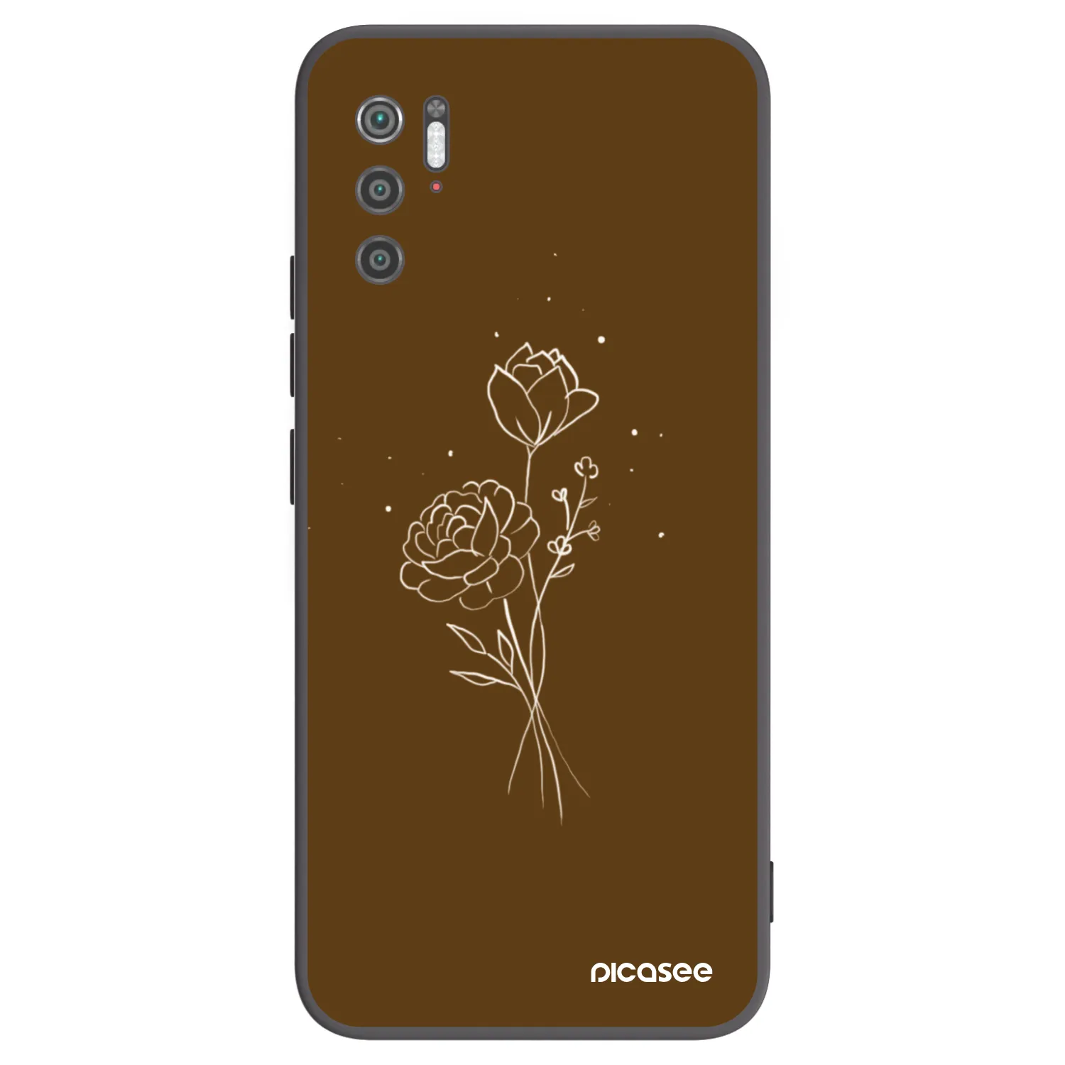 Picasee Μαύρη θήκη σιλικόνης για Xiaomi Poco M3 Pro 5G - Brown flowers