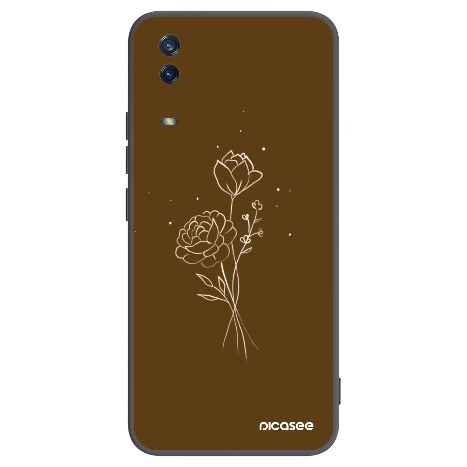 Picasee Μαύρη θήκη σιλικόνης για Vivo Y11s - Brown flowers
