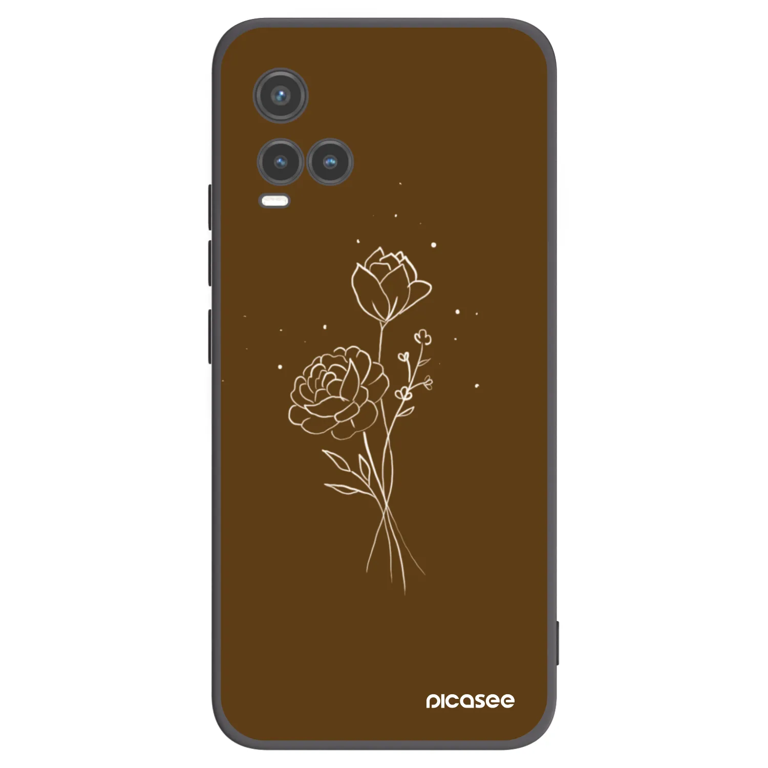Picasee Μαύρη θήκη σιλικόνης για Vivo Y33s - Brown flowers
