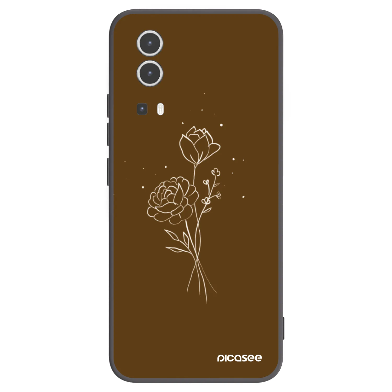 Picasee Μαύρη θήκη σιλικόνης για Vivo Y72 5G - Brown flowers