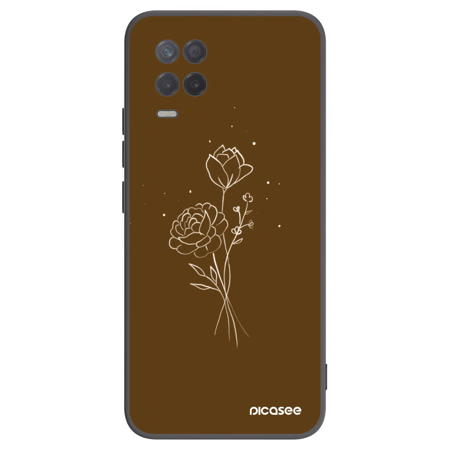 Picasee Μαύρη θήκη σιλικόνης για Realme 8 5G - Brown flowers