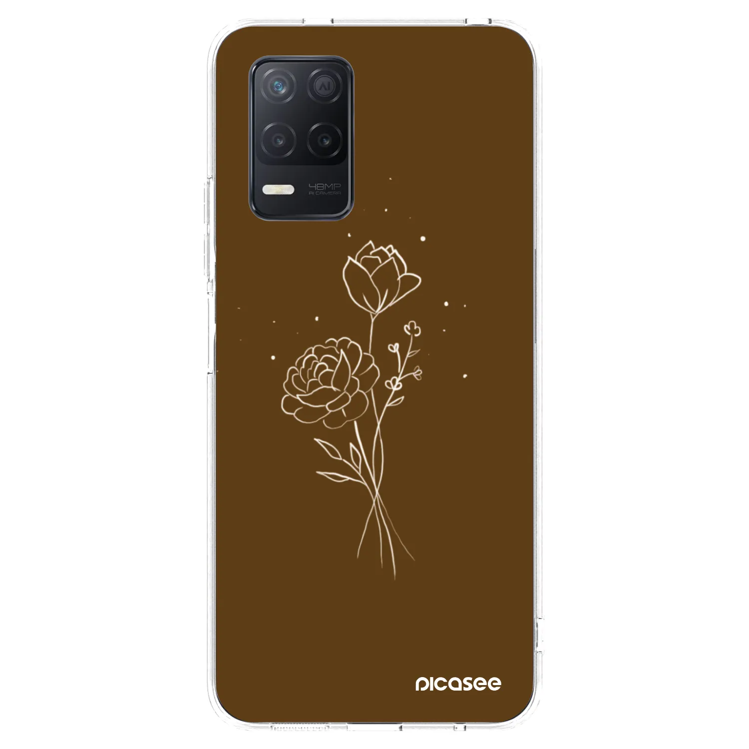 Picasee διαφανής θήκη σιλικόνης Realme 8 5G - Brown flowers