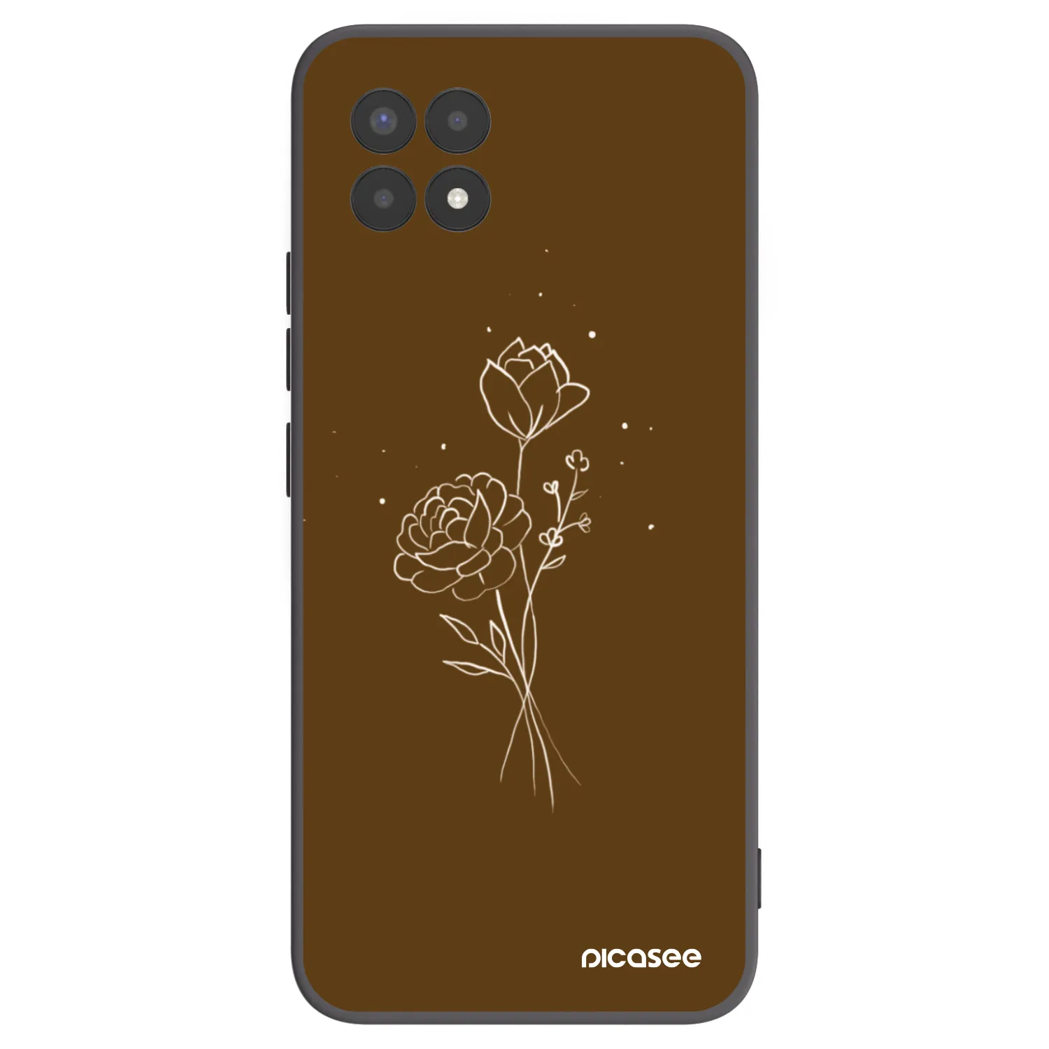 Picasee Μαύρη θήκη σιλικόνης για Realme 8i - Brown flowers