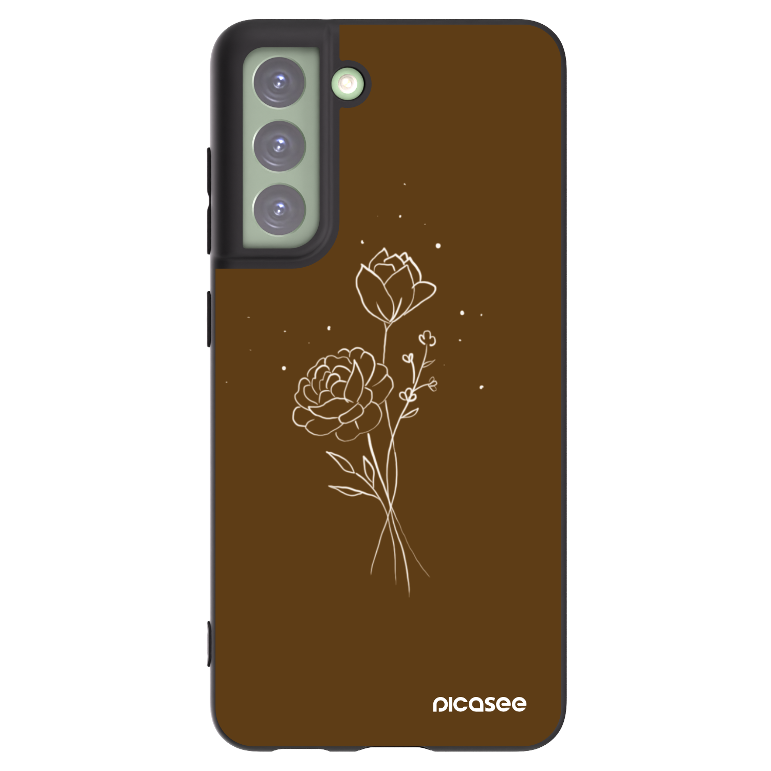 Picasee Μαύρη θήκη σιλικόνης για Samsung Galaxy S21 FE 5G - Brown flowers