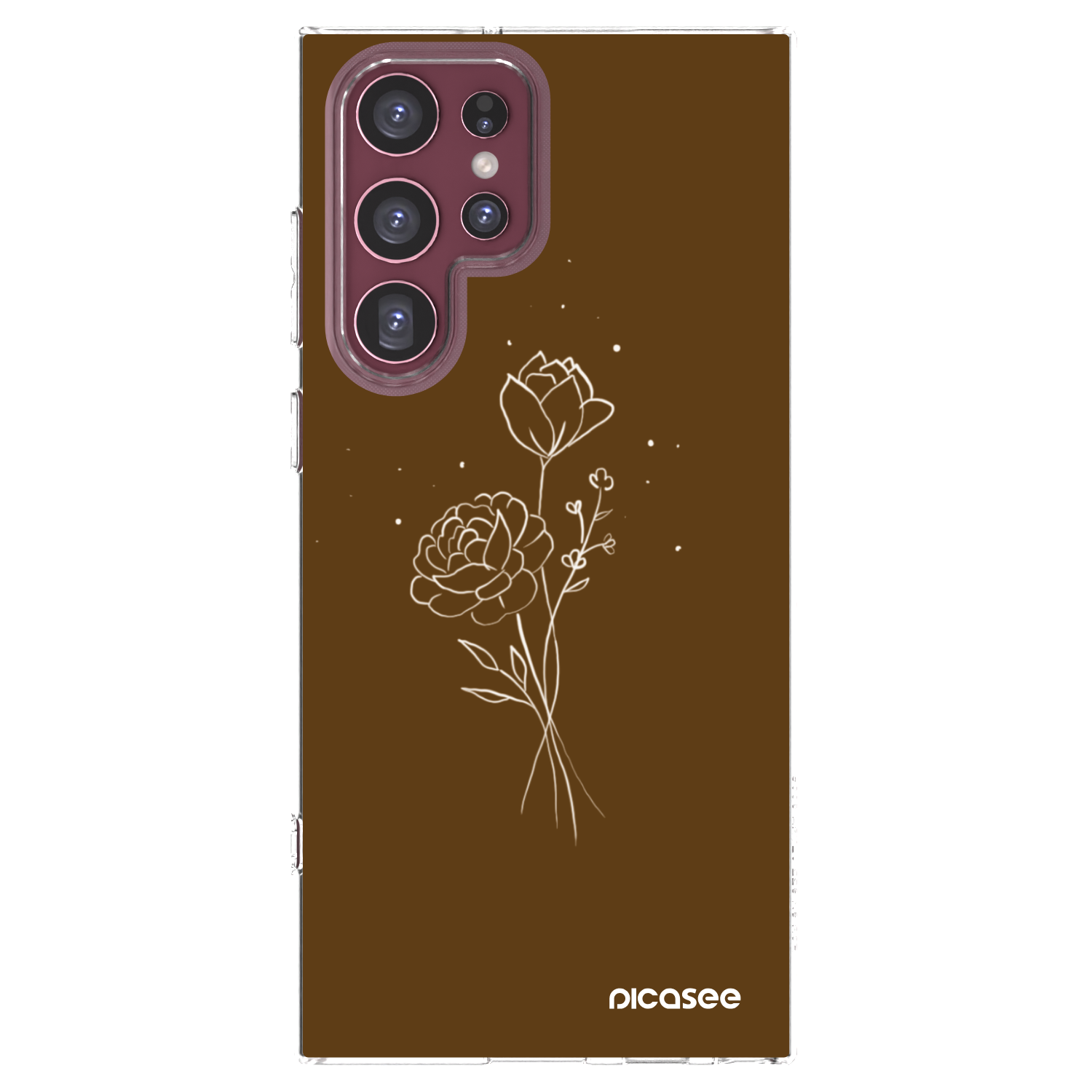 Picasee διαφανής θήκη σιλικόνης Samsung Galaxy S22 Ultra 5G - Brown flowers