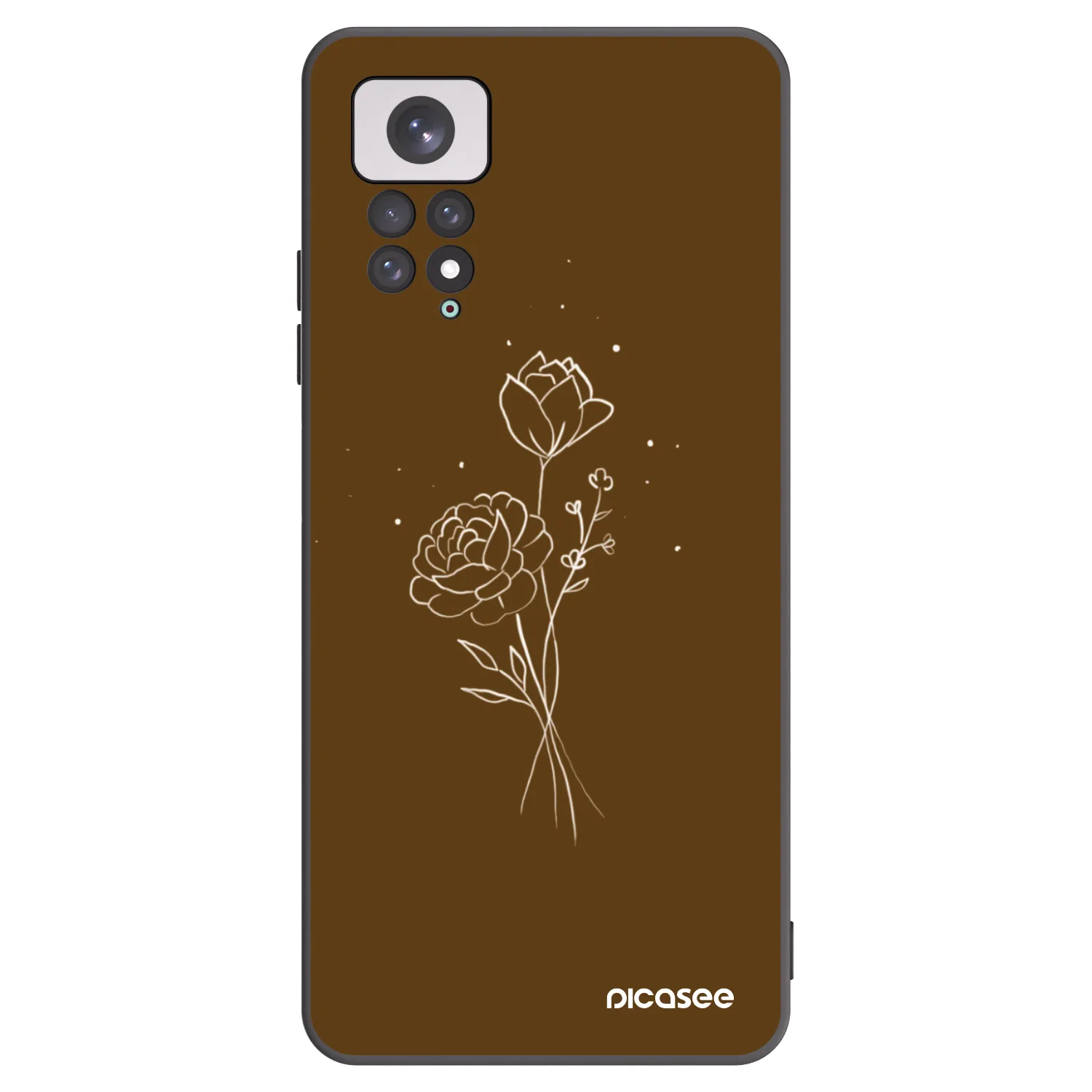 Picasee Μαύρη θήκη σιλικόνης για Xiaomi Redmi Note 11 - Brown flowers