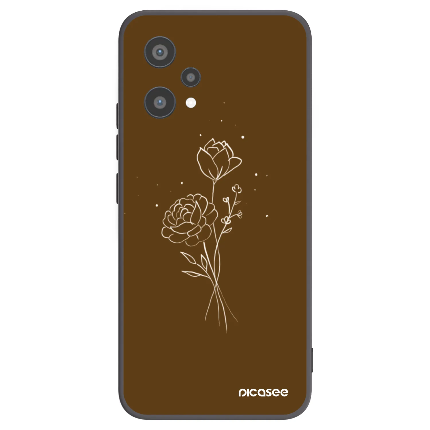 Picasee Μαύρη θήκη σιλικόνης για Realme 9 Pro 5G - Brown flowers