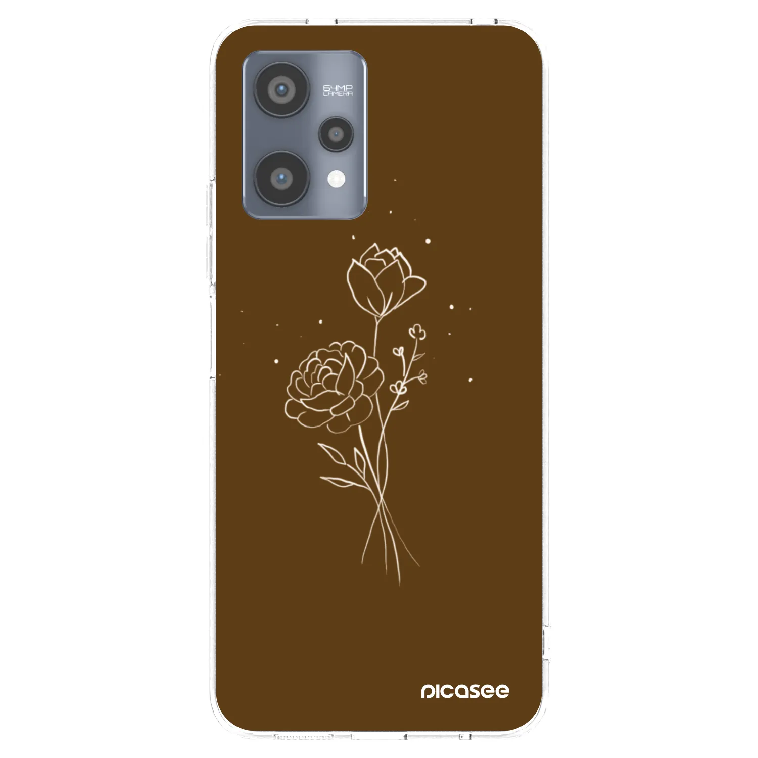 Picasee διαφανής θήκη σιλικόνης Realme 9 Pro 5G - Brown flowers