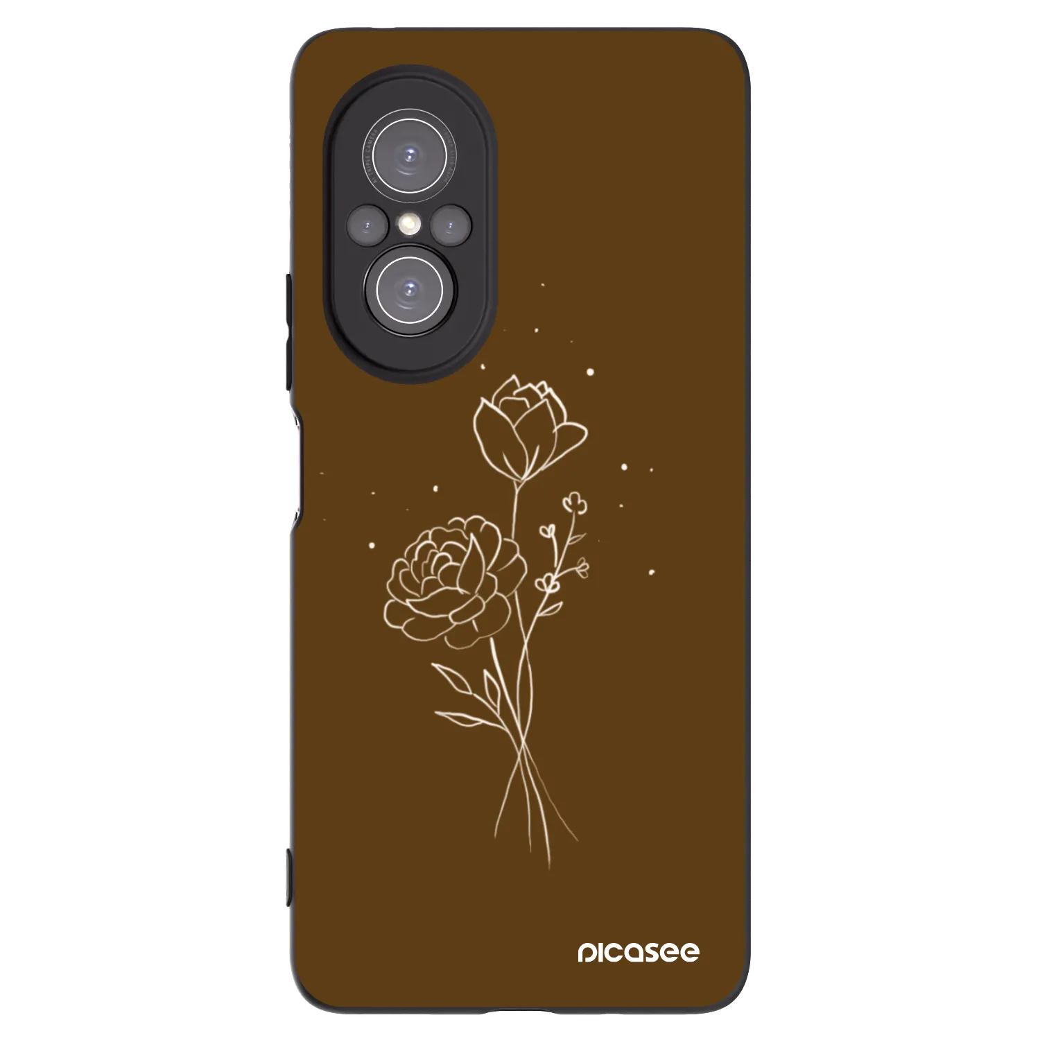 Picasee Μαύρη θήκη σιλικόνης για Huawei Nova 9 SE - Brown flowers