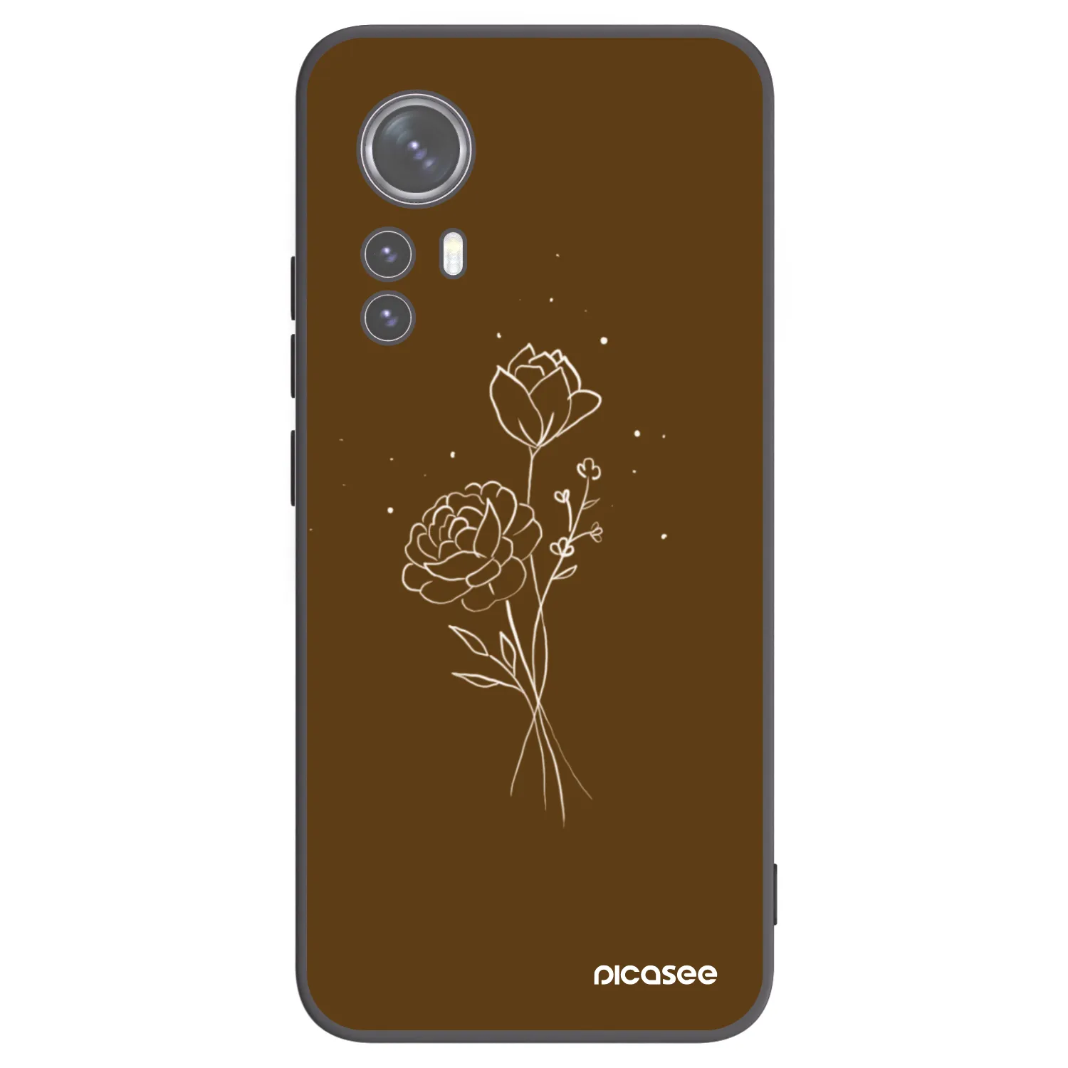 Picasee Μαύρη θήκη σιλικόνης για Xiaomi 12 - Brown flowers