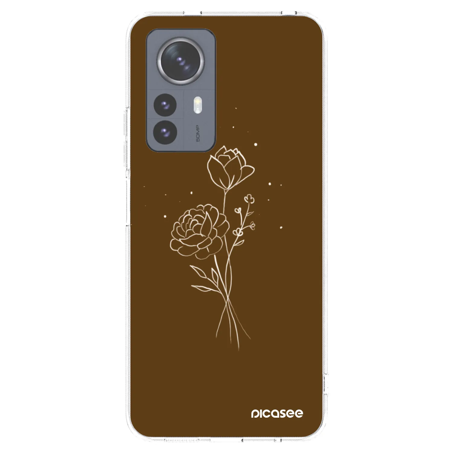 Picasee διαφανής θήκη σιλικόνης Xiaomi 12 Pro - Brown flowers