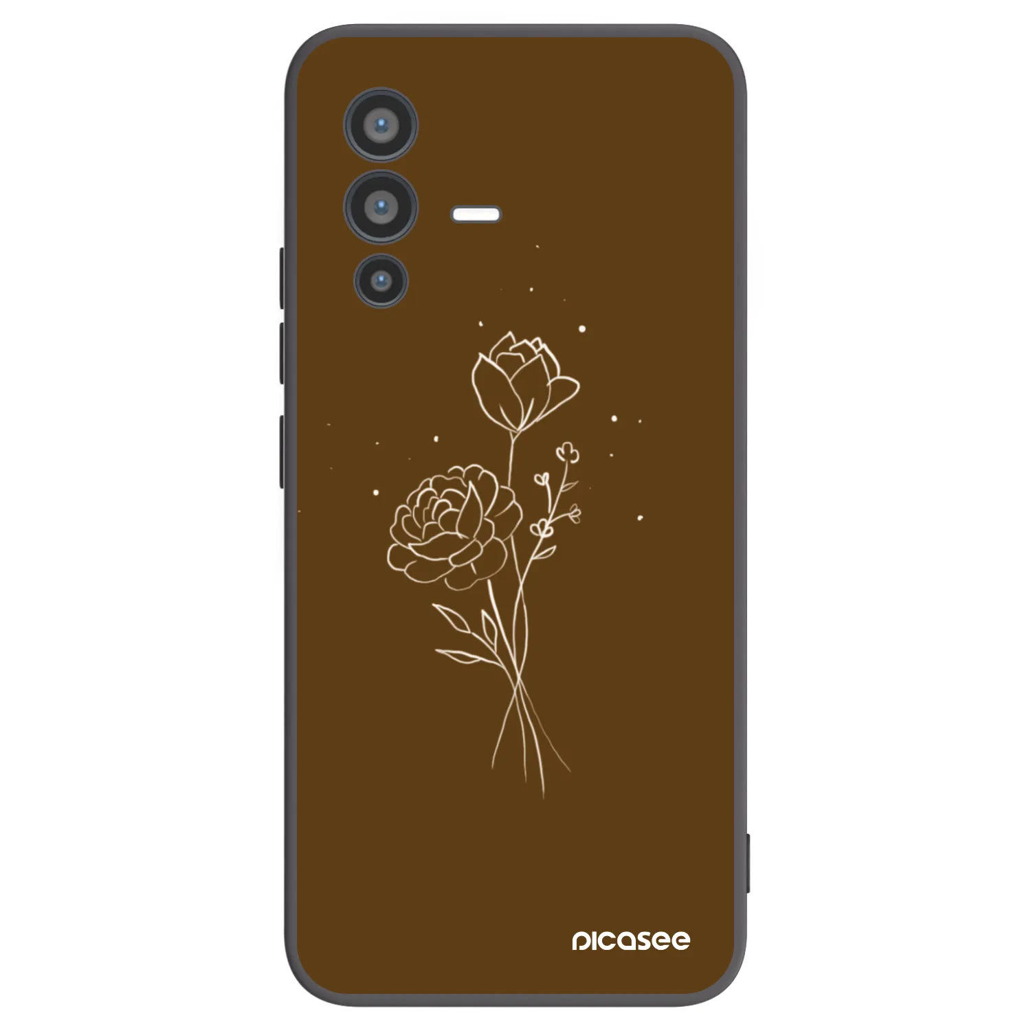 Picasee Μαύρη θήκη σιλικόνης για Vivo V23 5G - Brown flowers