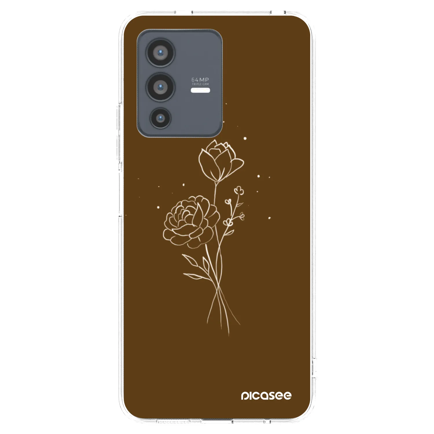Picasee διαφανής θήκη σιλικόνης Vivo V23 5G - Brown flowers