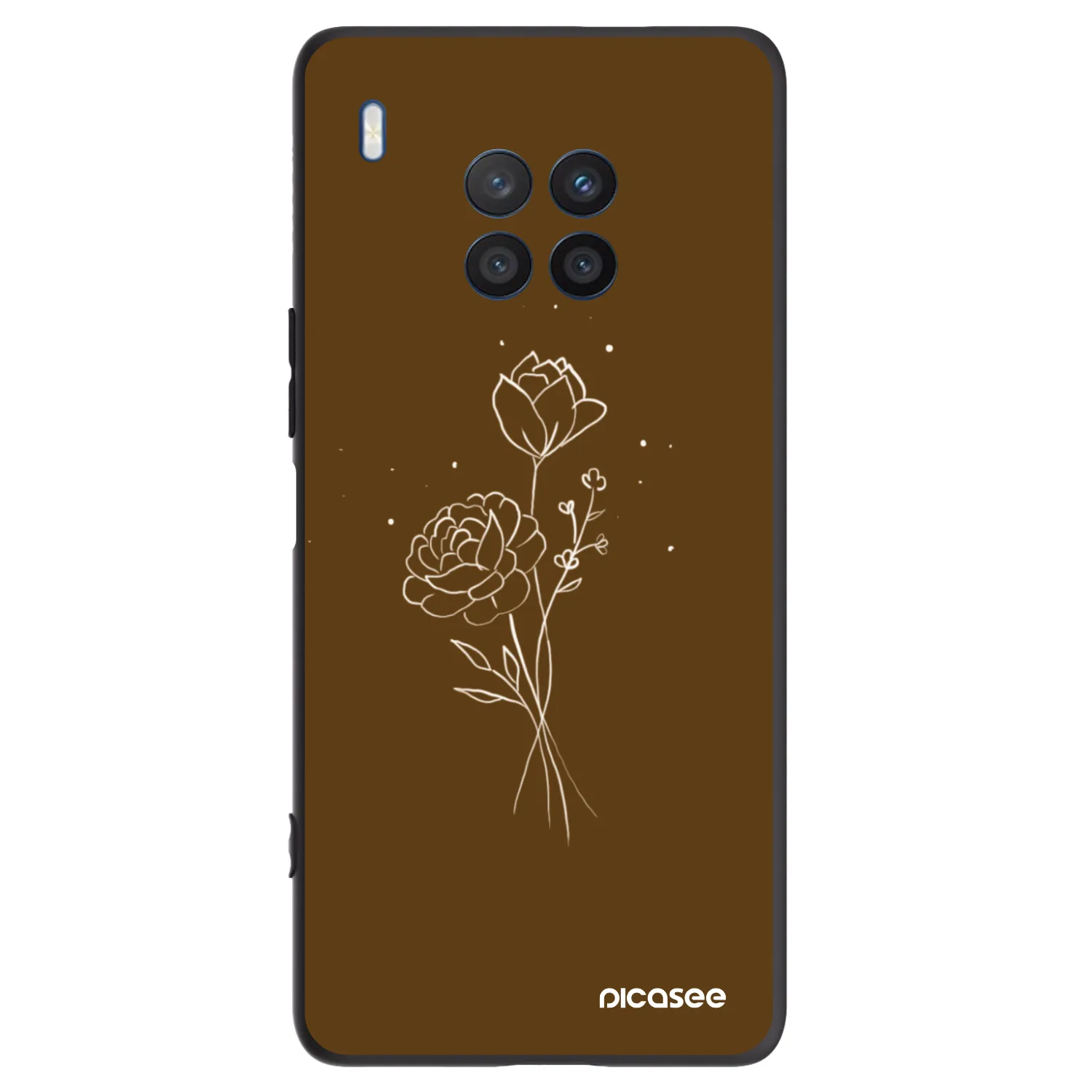 Picasee Μαύρη θήκη σιλικόνης για Honor 50 Lite - Brown flowers