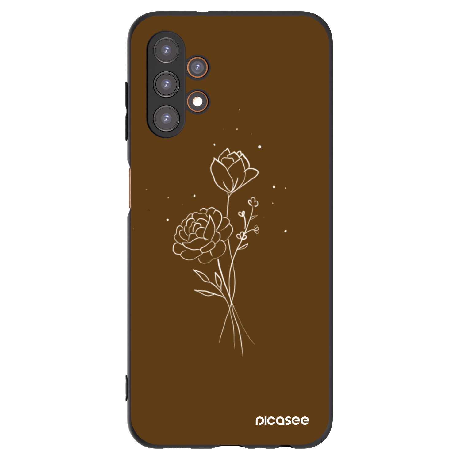 Picasee Μαύρη θήκη σιλικόνης για Samsung Galaxy A13 4G A135 - Brown flowers