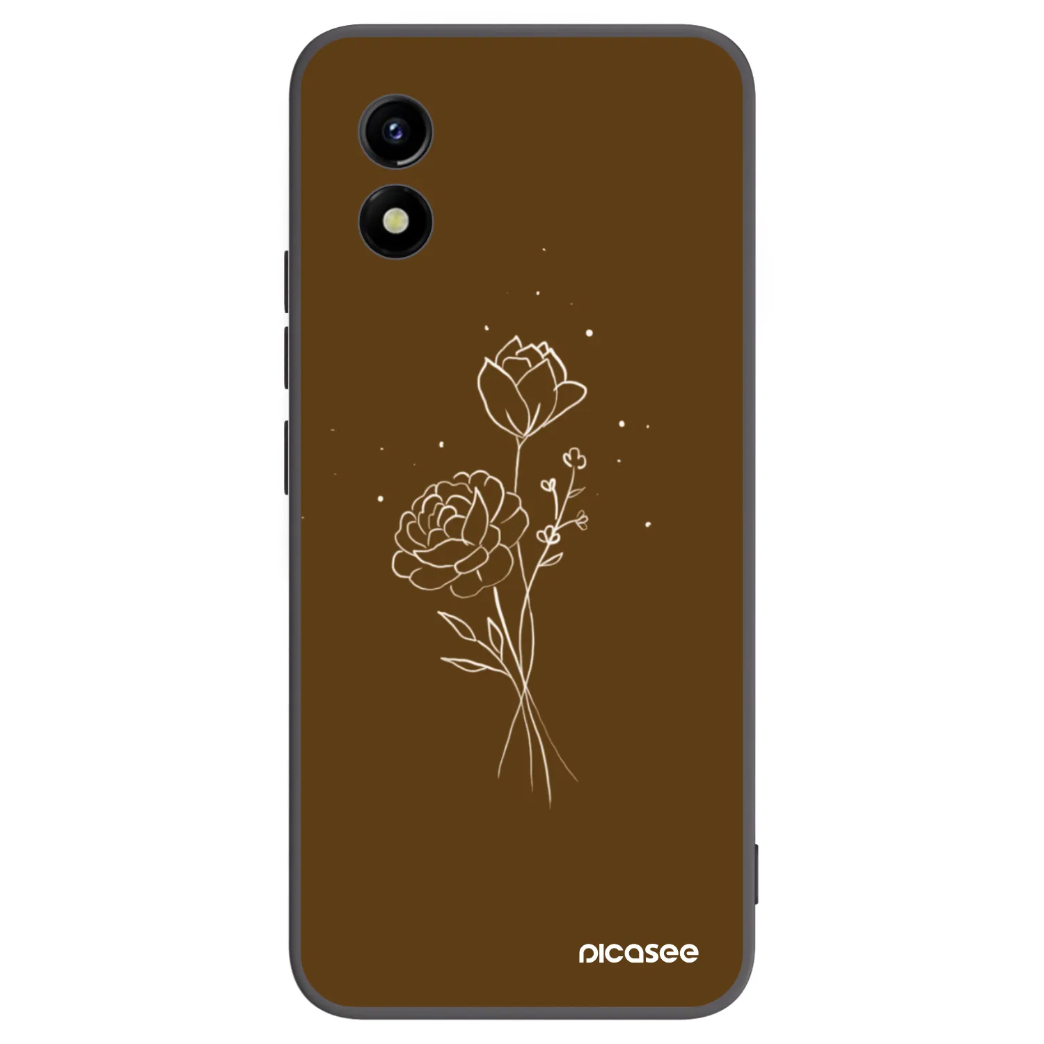 Picasee Μαύρη θήκη σιλικόνης για Vivo Y01 - Brown flowers