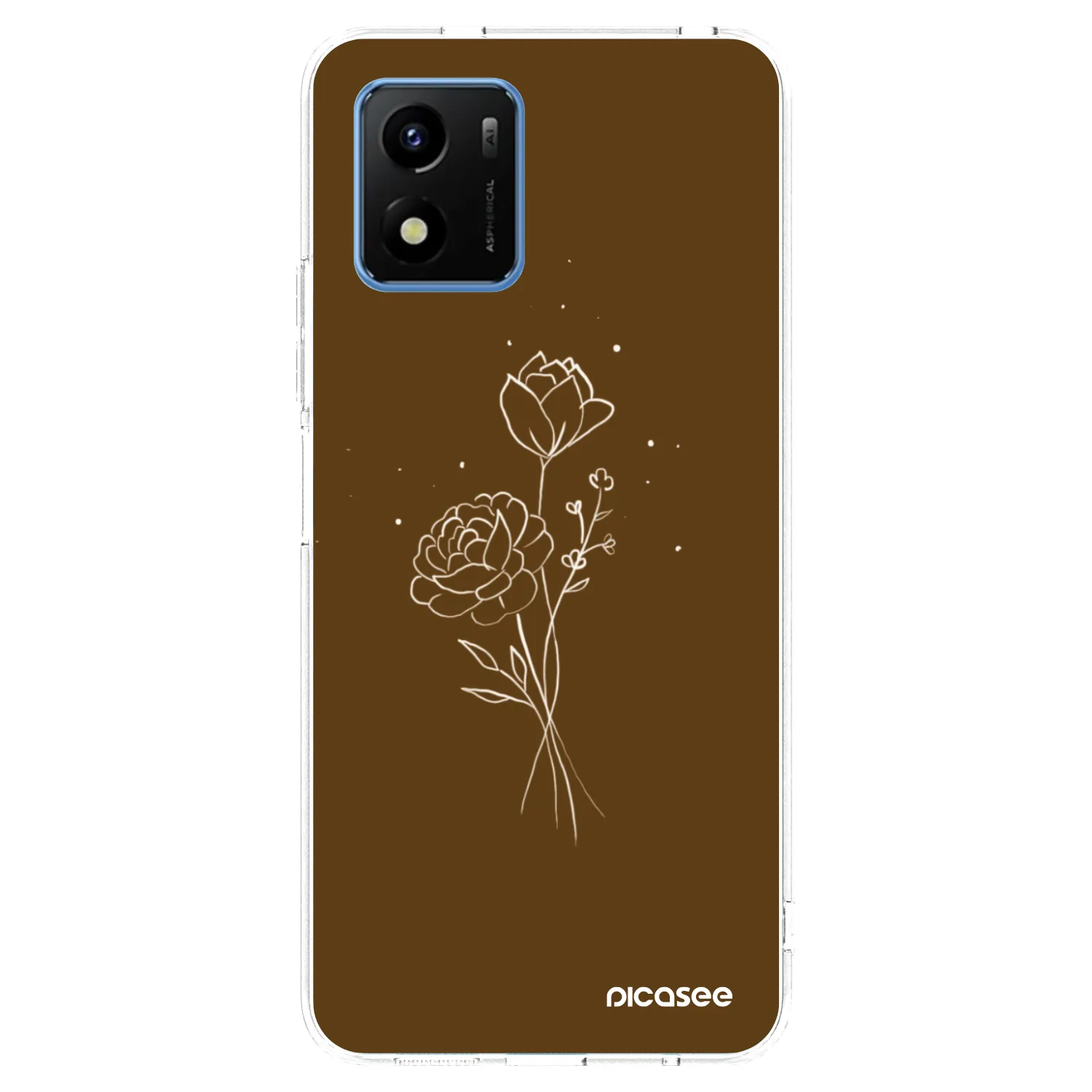 Picasee διαφανής θήκη σιλικόνης Vivo Y01 - Brown flowers