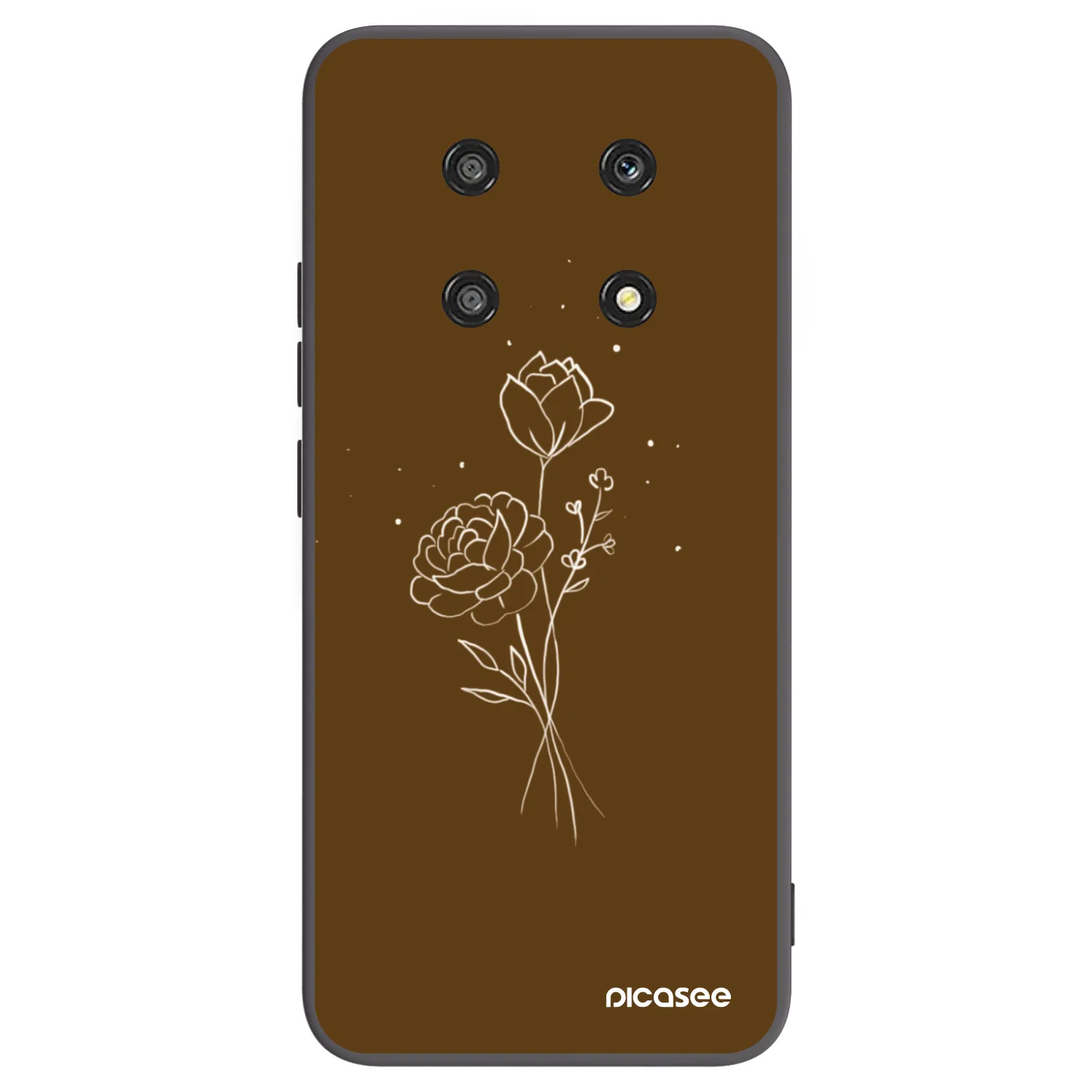 Picasee Μαύρη θήκη σιλικόνης για Honor Magic4 Lite 5G - Brown flowers